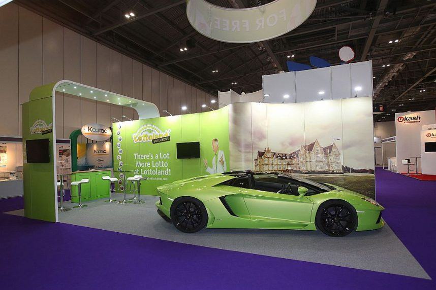 Stand layar Lottoland di ICE Totally Gaming Show