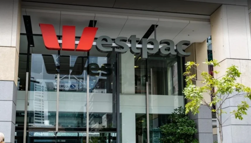 A Westpac sign hangs over the entrance of one of the bank's branches