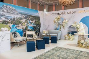 A wedding display inside the City of Dreams Mediterranean