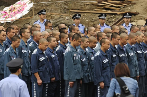 Inmates at a prison in Sichuan in Western China