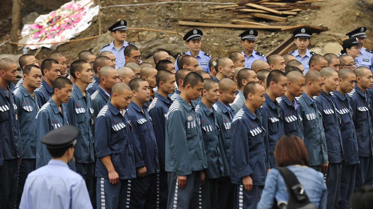 Inmates at a prison in Sichuan in Western China