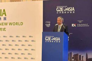 PAGCOR Chairman and CEO Alejandro Tengco speaks during the G2E Asia summit this week