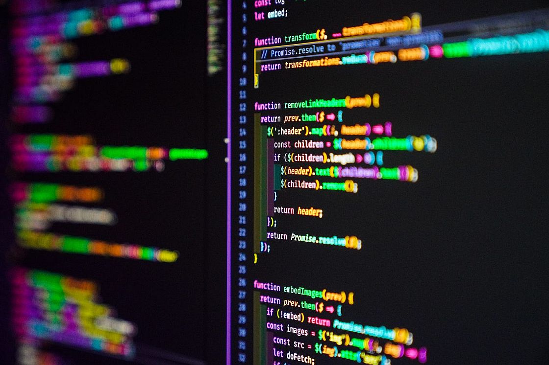Software code on a computer screen