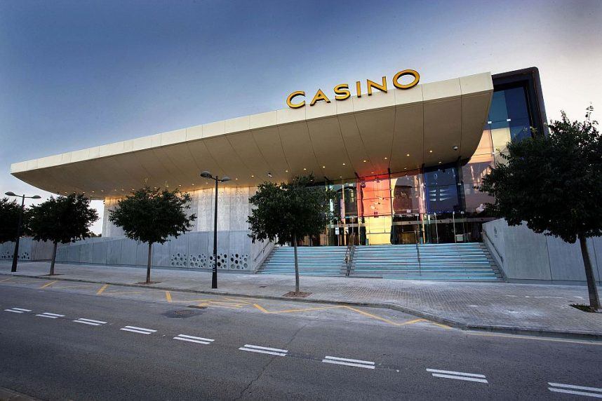 The Cirsa Casino in Valencia, Spain, at dusk