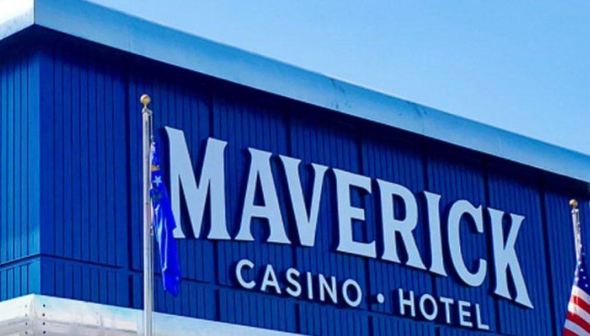 A sign for Elko, Nev.’s Maverick Casino Hotel