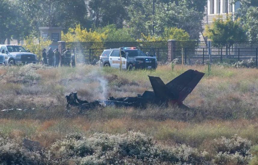 The remains of a private jet