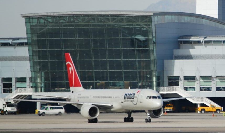 Plane lands at Harry Reid International Airport