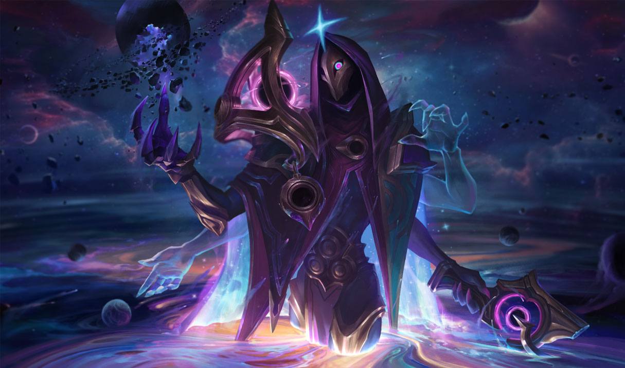 A characterization of Dark Cosmic Erasure Jhin from the video game League of Legends