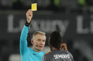 Bristol City's Antoine Semenyo receives a yellow card in the FA Cup