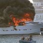 Flames burn out of control on the yacht Irmao off the coast of the Spanish island of Formentera