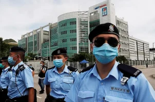 Hong Kong police on patrol