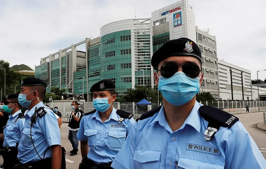 Hong Kong police on patrol