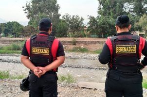 Members of Peru's official watchmen corps on patrol