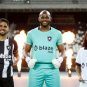 Players with Brazilian soccer club Botafogo show off Blaze as their new sponsor