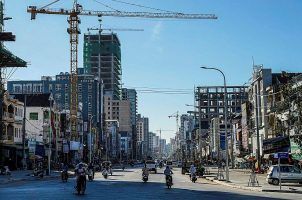 The Cambodia city of Sihanoukville under construction