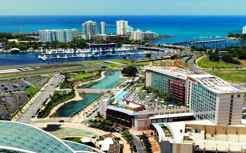 The Sheraton Hotel and Casino Metro in Puerto Rico, as seen from the air