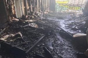 A hotel room at the Ramada Princess in Guyana following a fire