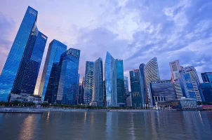 A view of the Singapore skyline from the water