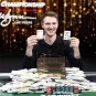Eliot Hudon celebrates his win at the WPT World Championship in 2022