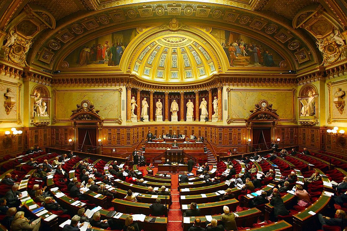 French Senators participate in a legislative session