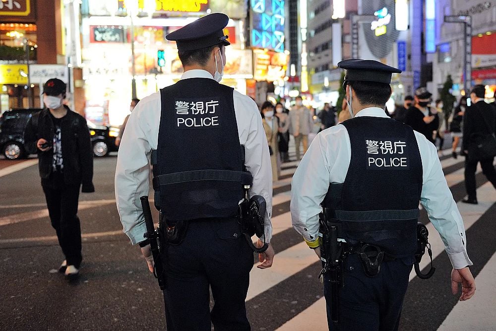 Japanese police on patrol in Tokyo