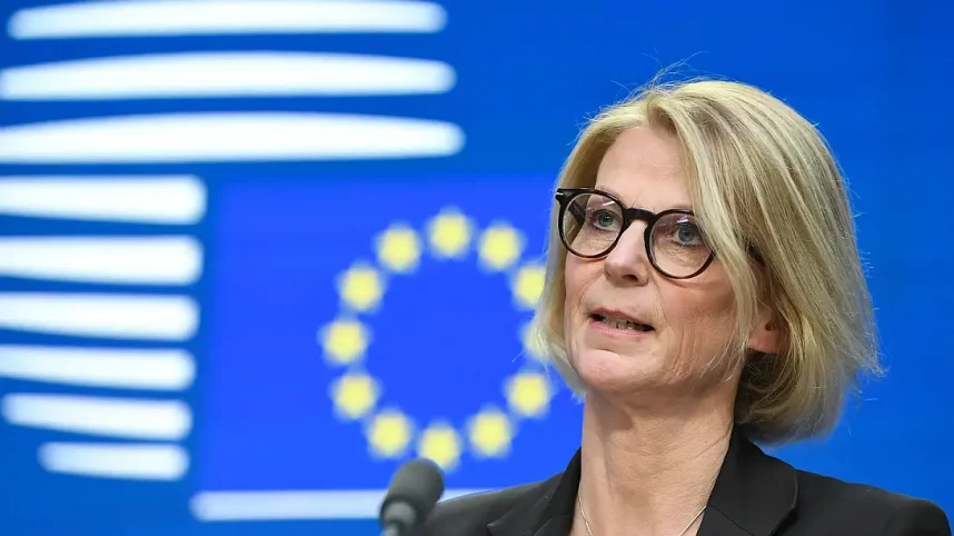 Swedish Minister of Finance Elisabeth Svantesson in an EC conference