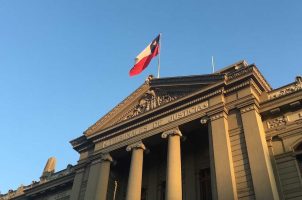 The Chilean flag flies on the country's Supreme Court