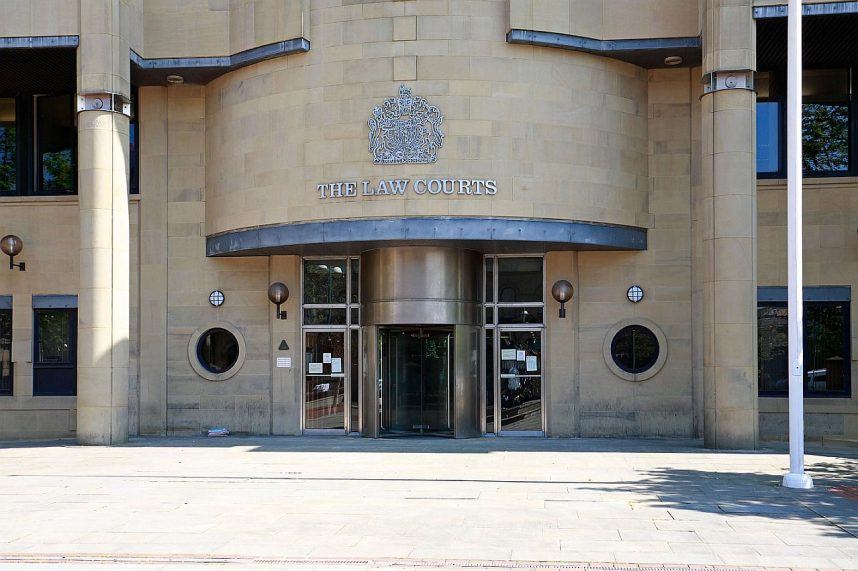 The entrance to the Bradford Crown Court in the UK