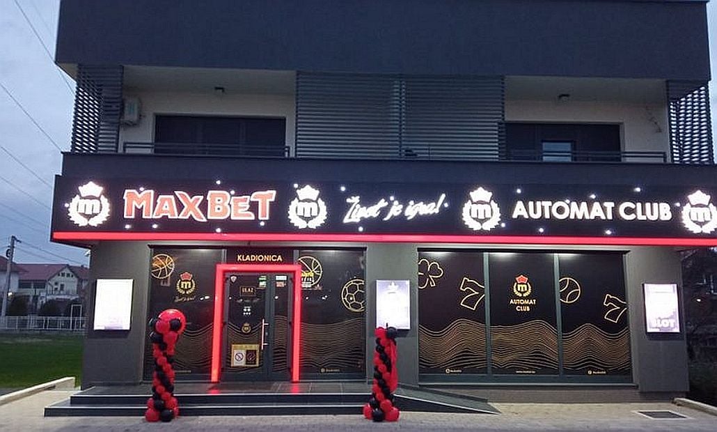 The front of a MaxBet betting and gaming parlor in Serbia