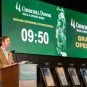 Kentucky Gov. Andy Beshear delivers remarks at Churchill Downs prior to placing the first legal sports bet in the state Sept. 7. The governor has made legal sports betting a key plank in his re-election campaign this year.