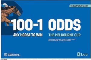 A Betr ad promoting 100-to-1 odds on the Melbourne Cup