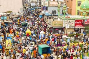 A street in India crowded with people