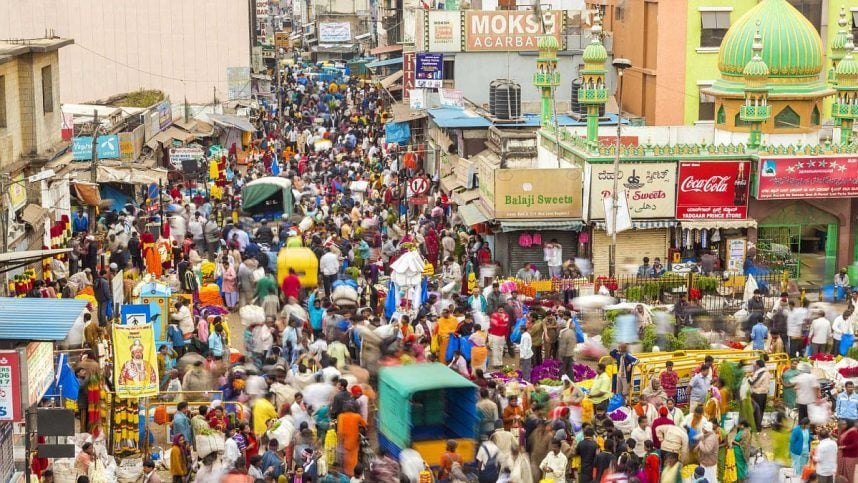 A street in India crowded with people