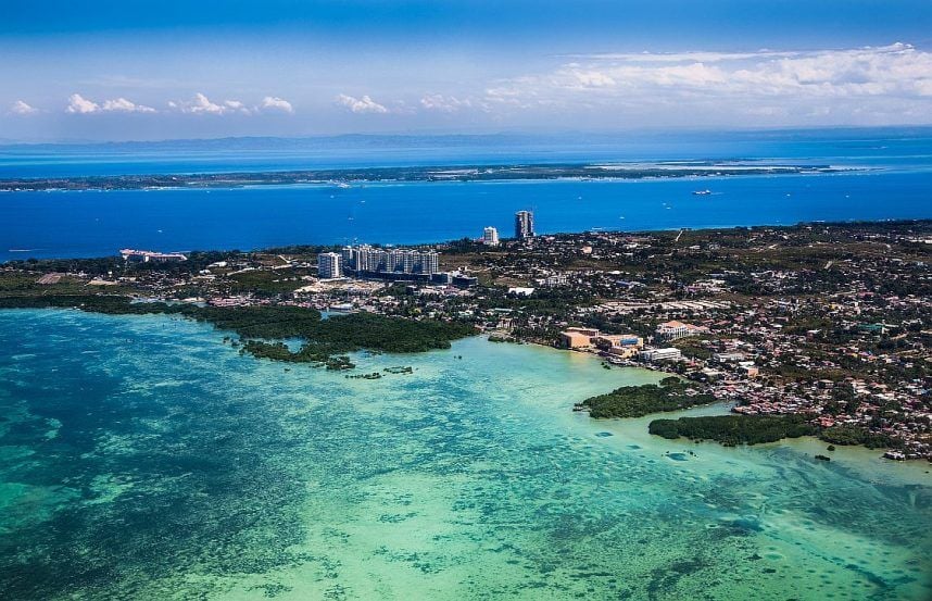 An aerial view of the Cebu Island area of the Philippines