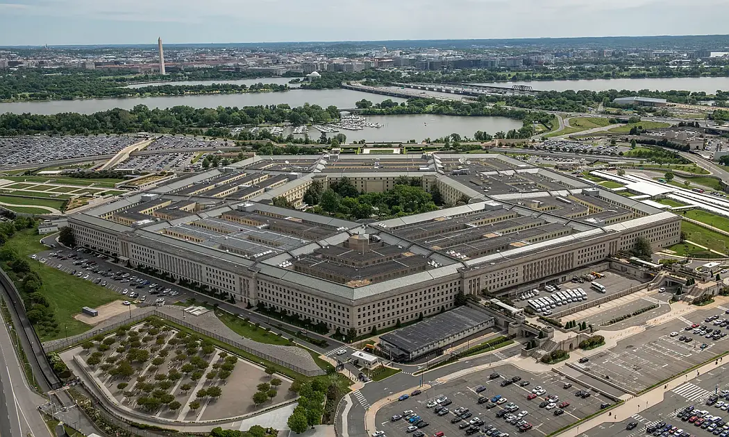 An aerial view of the US Department of Defense Pentagon