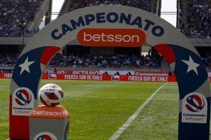 Betsson branding on a soccer field for Chile's First Division Championship games