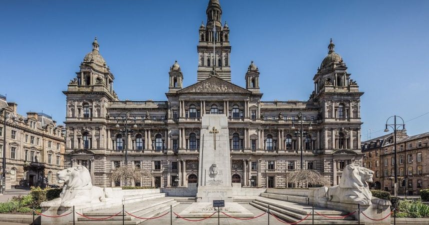 City Chambers and George Square in Glasgow, Scotland