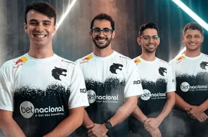 Members of Brazilian eSports team Furia's ESL R1 roster in a PR photo.