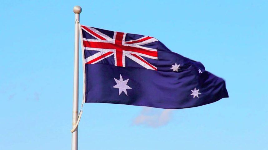 The Australian flag flies at the Australian War Memorial