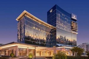 The Crown Towers Hotel in Perth, Australia at night