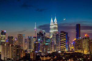 The Kuala Lumpur skyline at night