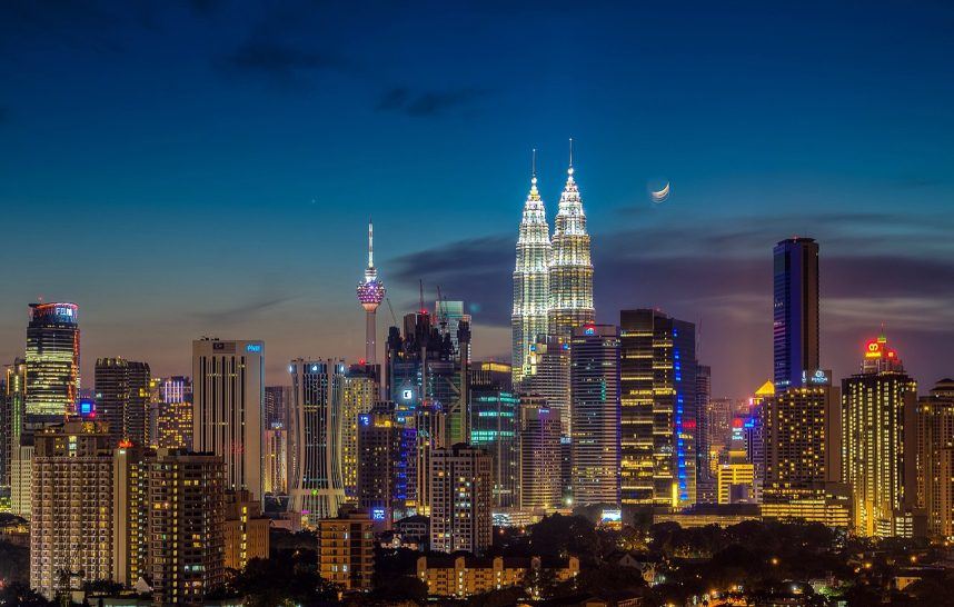 The Kuala Lumpur skyline at night