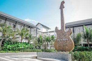 The entrance to the Hard Rock Hotel in Desaru Coast, Malaysia