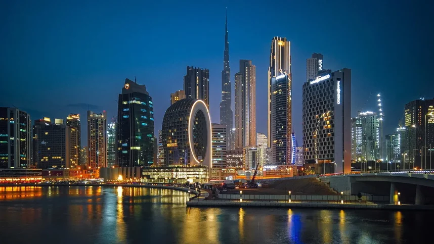 A view of Dubai at night