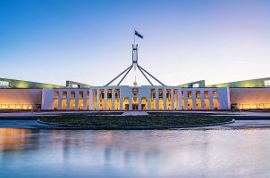 Australia's Parliament House at dusk