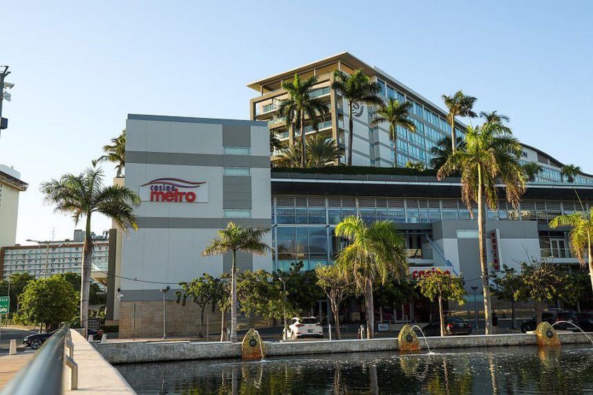 Casino Metro in San Juan, Puerto Rico behind palm trees