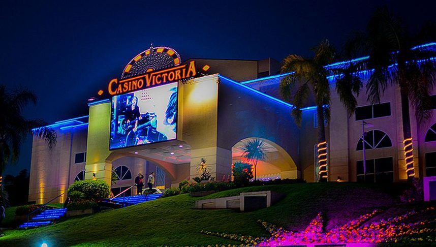Casino Victoria in Victoria, Argentina, at night