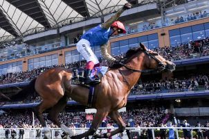 Frankie Dettori celebrates a win during the Royal Ascot