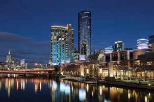 The Crown Melbourne casino resort at night