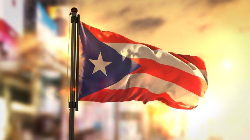 The Puerto Rican flag flying on a pole